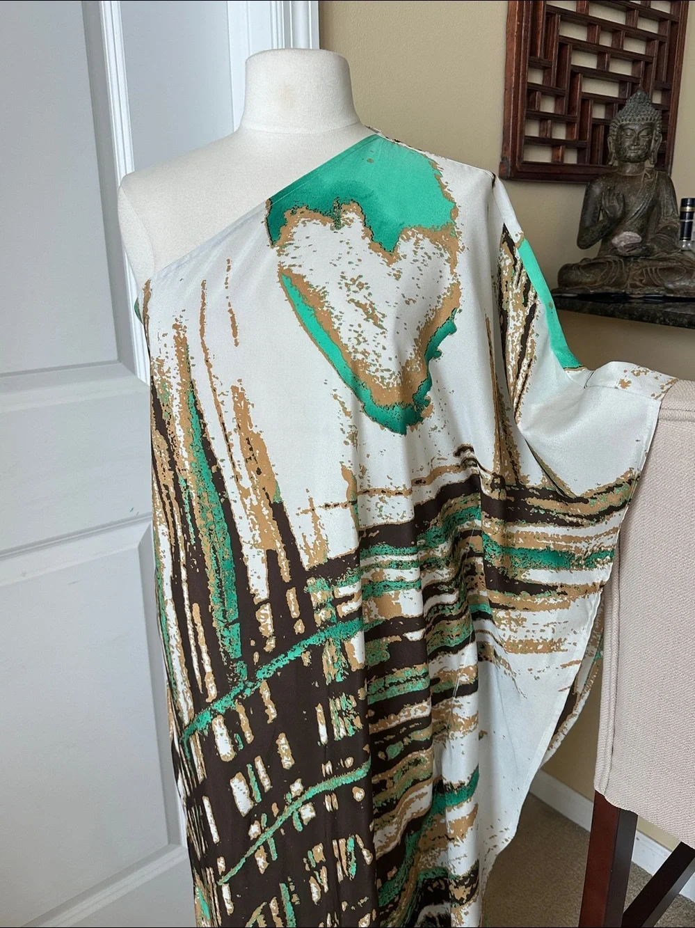 Ramona La Rue Renee Kaftan off shoulder maxi 100% silk